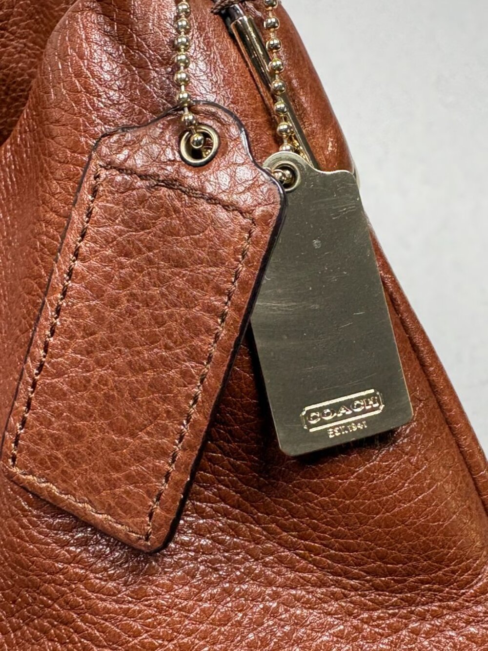 COACH Chestnut Leather Madison Phoebe Triple Compartment Shoulder Hobo Chic Bag - Picture 10 of 14